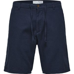 SELETED HOMME - Slhregular Geborduurde Linen Shorts - Korte Broek - Dark Sapphire