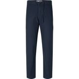 Chino Broek - Dark Sapphire - Linnen - Riemlussen - Steekzakken