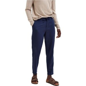 Chino Broek - Dark Sapphire - Linnen - Riemlussen - Steekzakken