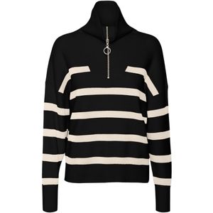 Trui - Hoge Kraag - Gedropte Schouders - Zwart - Viscose/Polyester/Nylon