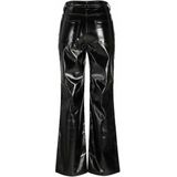 Jack & Jones Kenya Straight Faux Leat Broek Met Hoge Taille Zwart Vrouw