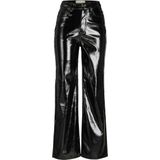 Jack & Jones Kenya Straight Faux Leat Broek Met Hoge Taille Zwart Vrouw