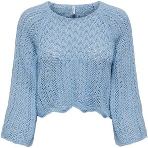 Gebreide Pullover - O-hals - Cropped - Schelp Detail - Regular Fit