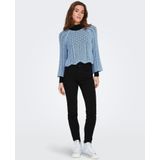 Gebreide Pullover - O-hals - Cropped - Schelp Detail - Regular Fit