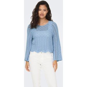 Gebreide Pullover - O-hals - Cropped - Schelp Detail - Regular Fit