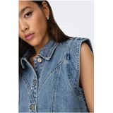 Gilet - Medium Blue Denim - 100% Katoen - Opgestikte Zakken