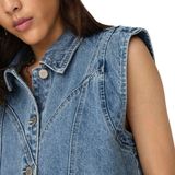 Gilet - Medium Blue Denim - 100% Katoen - Opgestikte Zakken