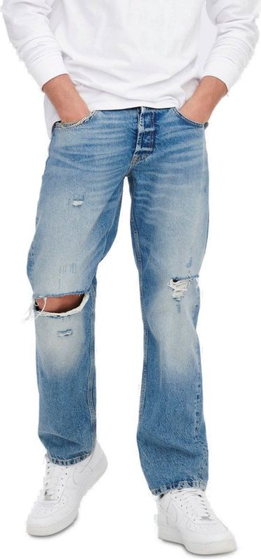 Only & Sons Heren Jeans Broeken ONSEDGE LOOSE 4067 comfort/relaxed Fit Blauw Volwassenen