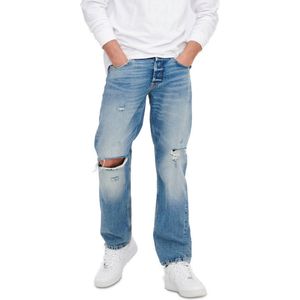 Only & Sons Heren Jeans Broeken ONSEDGE LOOSE 4067 comfort/relaxed Fit Blauw Volwassenen