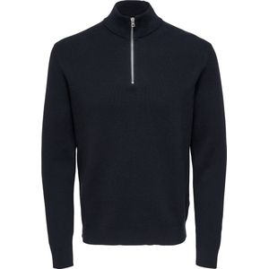 Gebreide Trui - Dark Navy - Hoge Kraag - Lange Mouwen