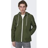 ONLY & SONS ONSMATT HOOD JACKET OTW Heren Jas - Zomerjas - Groen - Capuchon met Trekkoord - Contrasterende Rits - Twee Zakken