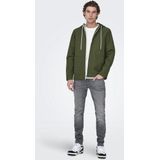 ONLY & SONS ONSMATT HOOD JACKET OTW Heren Jas - Zomerjas - Groen - Capuchon met Trekkoord - Contrasterende Rits - Twee Zakken