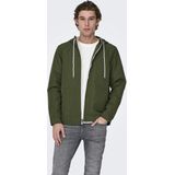 ONLY & SONS ONSMATT HOOD JACKET OTW Heren Jas - Zomerjas - Groen - Capuchon met Trekkoord - Contrasterende Rits - Twee Zakken