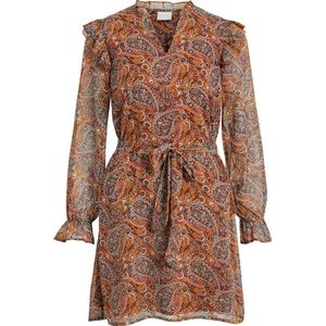 VILA - VIFALIA PAISLEY L S SHORT DRESS - Dames Jurk - Multicolor - Polyester