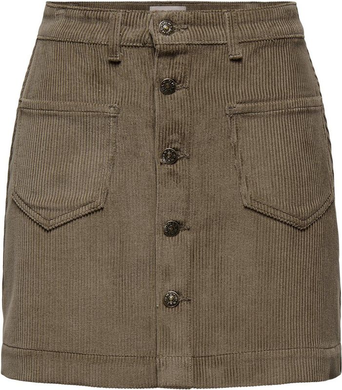 Only Onlamazing Global Hw Cord Kirt Cub - Bruin - Rok - Hoge Taille - Knoopsluiting
