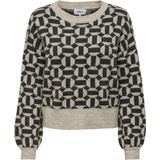 Only Trui Onlgeo Life Pullover Knt 15268015 Oatmeal/melange/black Dames