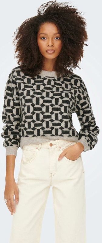 Only Trui Onlgeo Life Pullover Knt 15268015 Oatmeal/melange/black Dames