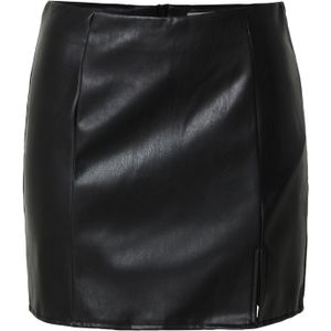 Onlleni - Imitatie Leren Rok - Zwart - Synthetisch Leer - Ritssluiting