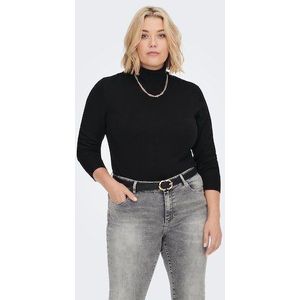 ONLY CARMAKOMA Carvenice Lifel/S ROLL KNT Trui - Zwart - Grote Maten