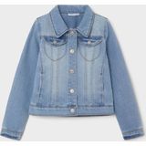 Jas - Gebruikte Look - Denim - Lange Mouwen - V-Hals - Borstzak