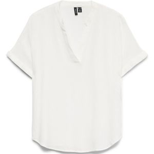 Basic Blouse - Split Hals - Korte Wijde Mouwen - Regular Fit