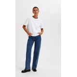 Selected Femme - Dames Top - Wit - Katoen - Boxy Fit - Korte Mouwen