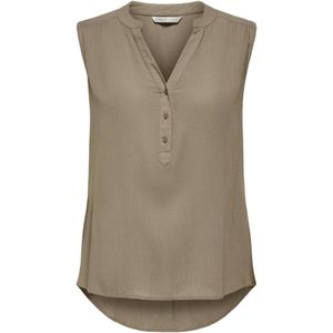 Blouse - Effen - Viscose - Mouwloos - Tuniek Kraag