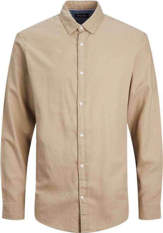 Jack & Jones - Gingham Twill Slim Shirt - Overhemd - Beige - Katoen