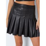 Rok - Synthetisch Leer - Hoge Taille - Mini-Lengte - Zwart