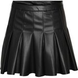 Rok - Synthetisch Leer - Hoge Taille - Mini-Lengte - Zwart