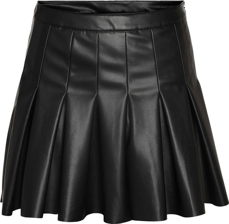 Rok - Synthetisch Leer - Hoge Taille - Mini-Lengte - Zwart