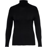 ONLY CARMAKOMA Carvenice Lifel/S ROLL KNT Trui - Zwart - Grote Maten