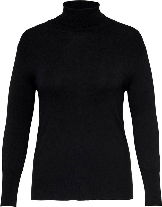 ONLY CARMAKOMA Carvenice Lifel/S ROLL KNT Trui - Zwart - Grote Maten
