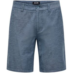 ONLY & SONS Onsmark 0011 Noos chinoshorts voor heren, van katoen en linnen, Navy Blauw