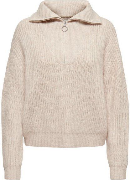 ONLY - Onlbaker L/S Zip Pullover - Gebreide Damestrui - Wolk - Mix