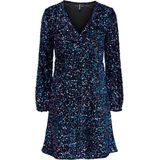 PIECES - Pckam Ls - Wikkeljurk - Zwart - Surplice-hals, Gepaspelde Manchetten, Snijlijn in de Taille