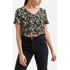 NOISY MAY Dames Nmclara S/S V-hals Top S* T-shirt, Kalamata/op: leo, M