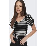 ONLY Kurzarmpullover »ONLLEELO STRIPE SS BACK V-NECK KNT NOOS«