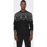Only & Sons - Trui - Zwart/Wit - Geribbelde Kraag - Lange Mouw