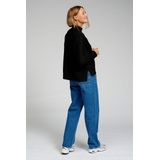 Oversized Knitted Polo-Neck Jumper - Oversized Gebreide Trui Met Polohals Dames - Zwart