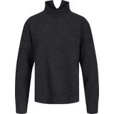 Oversized Knitted Polo-Neck Jumper - Oversized Gebreide Trui Met Polohals Dames - Zwart