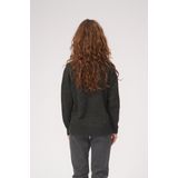 Oversized Knitted Polo-Neck Jumper - Oversized Gebreide Trui Met Polohals Dames - Donker Grijs