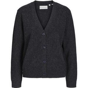 TeeShoppen - Gebreide Cardigan - Donkergrijs - Neutrale Kleur