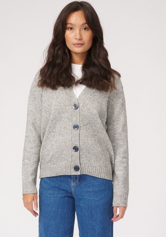 TeeShoppen - Gebreide Cardigan - Lichtgrijs Melange