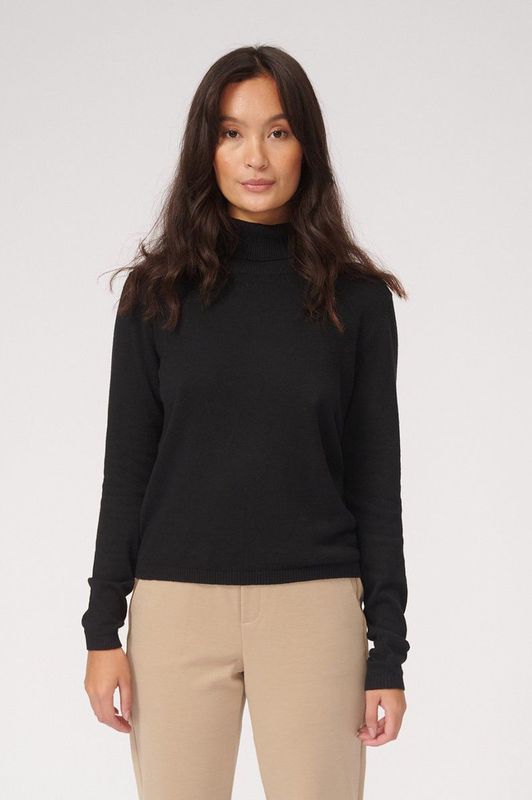 Basic Knit Roll Neck - Dames Polo Trui - Zwart