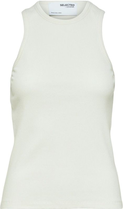 SELECTED FEMME Geribbelde tanktop voor dames, wit (snow white), S