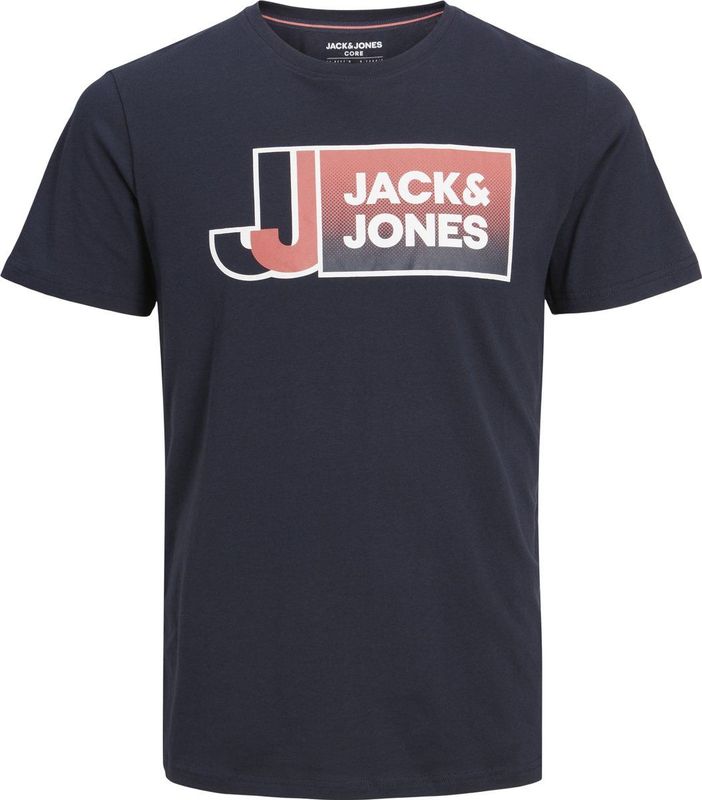Jack & Jones - T-shirt - Ronde Hals - Regular Fit - Katoen - Logoprint
