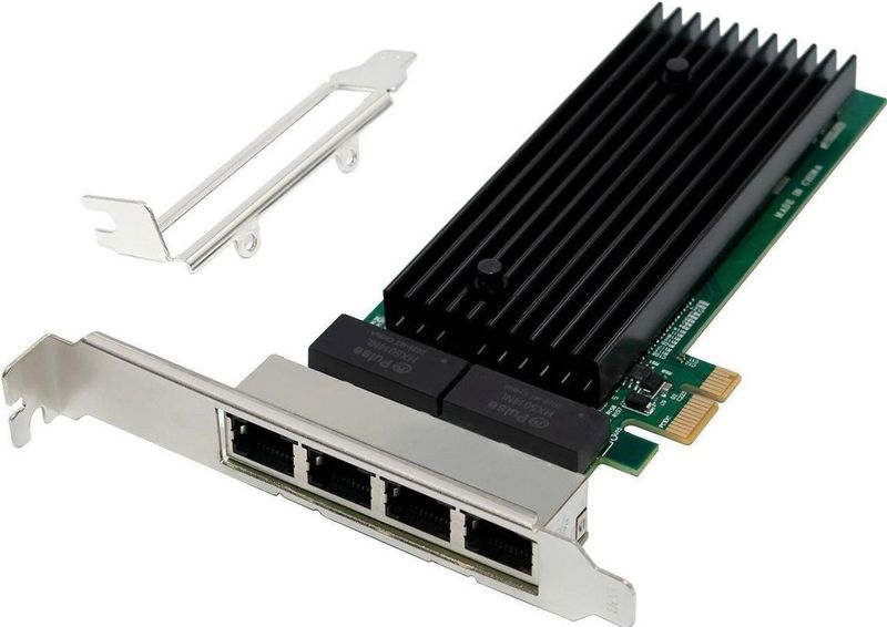 MicroConnect - Network Card - Zwart - PCIe x1 - Intel 82575 Quad-Port Gigabit Ethernet NIC