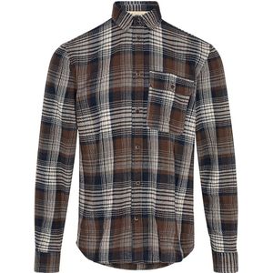 Anerkjendt Overhemd Leif Ruiten Bruin Donkerblauw (navy) - Maat S - Heren - Overhemden Casual