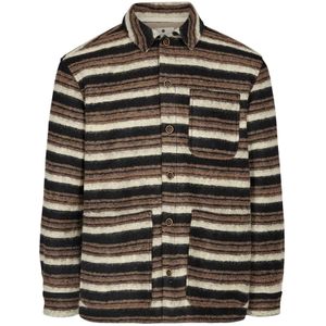 Anerkjendt - Gestreepte Wol Overshirt Jas - Bruin - Heren